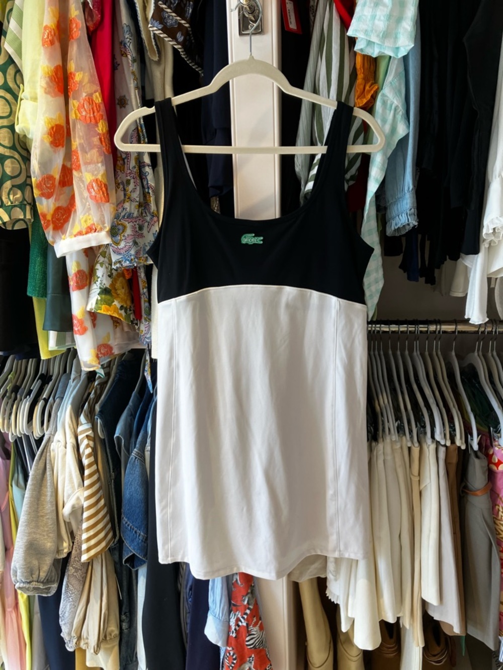 Lacoste Black & White Two-Tone Tank Dress
